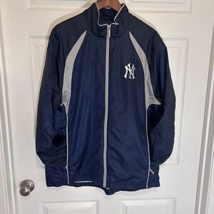 Reebok New York Yankees Baseball Windbreaker Navy NY Logo Windbreaker Men's L